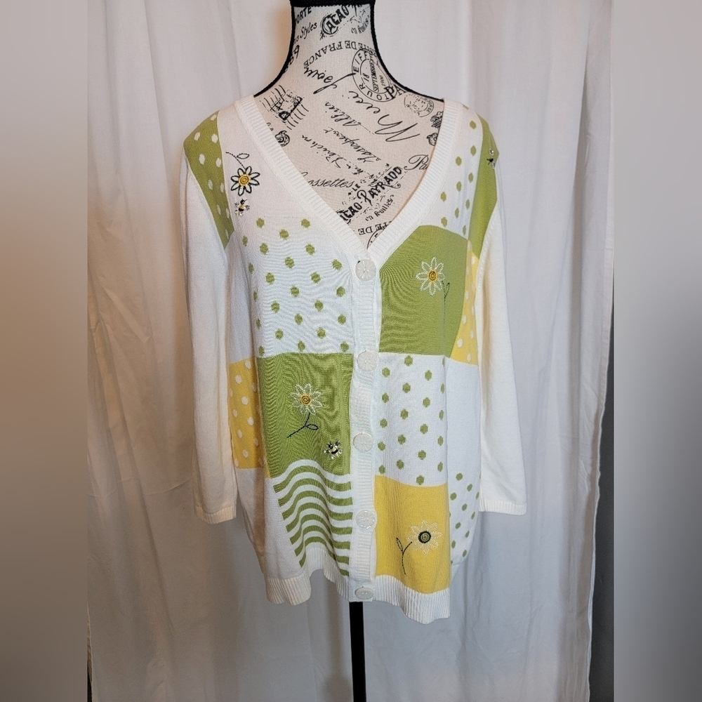Christopher & Banks Flowers And Bees Cardigan